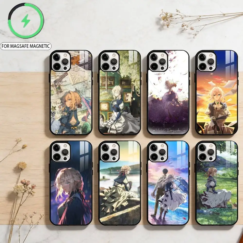 

V-Violet E-Evergaden-VE Phone Case For iPhone17,16,15,14,13,12,11 Plus,Pro Max Magnetic For Magsafe Wireless Charging