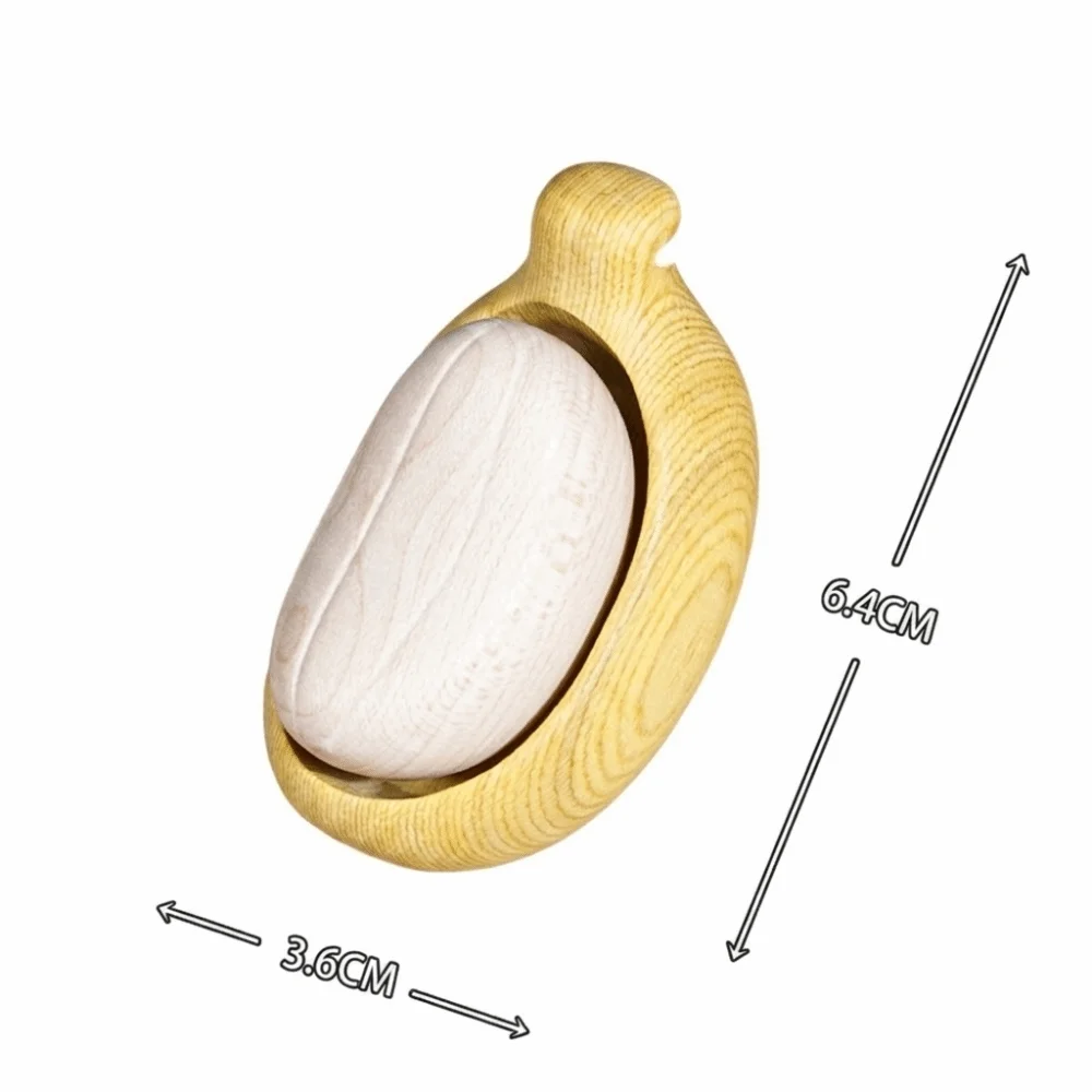 Natural Wood Carved Fidget Squeeze Portable Pocket-Sized Polished Wood Surface Hand Massage Hanging Loop Mini Handheld