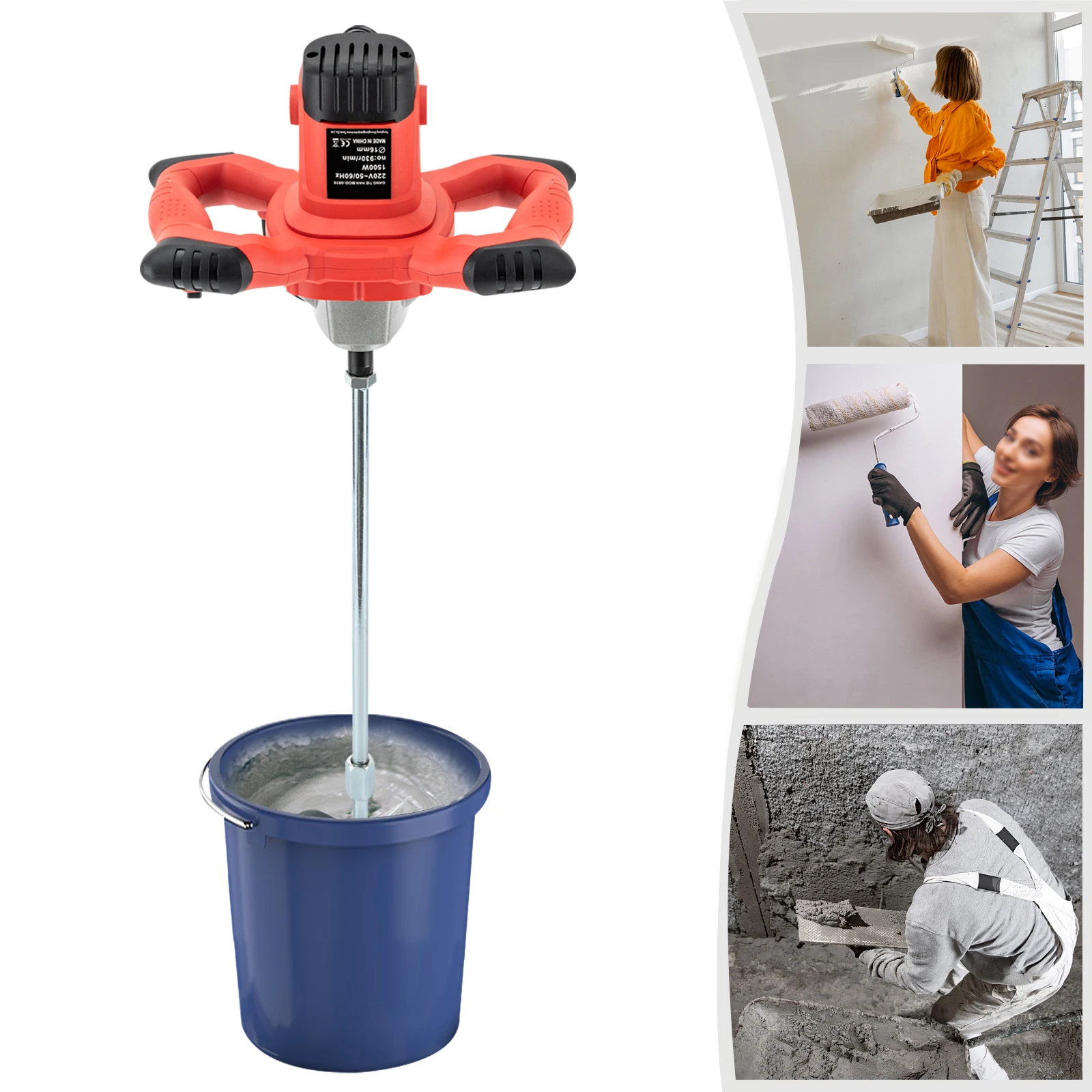 1500W 6-speed Portable Concrete Mixer Agitator Concrete Stirrer Stirrer Mortar Stirrer Hand Mixer Mortar Mixer 220V