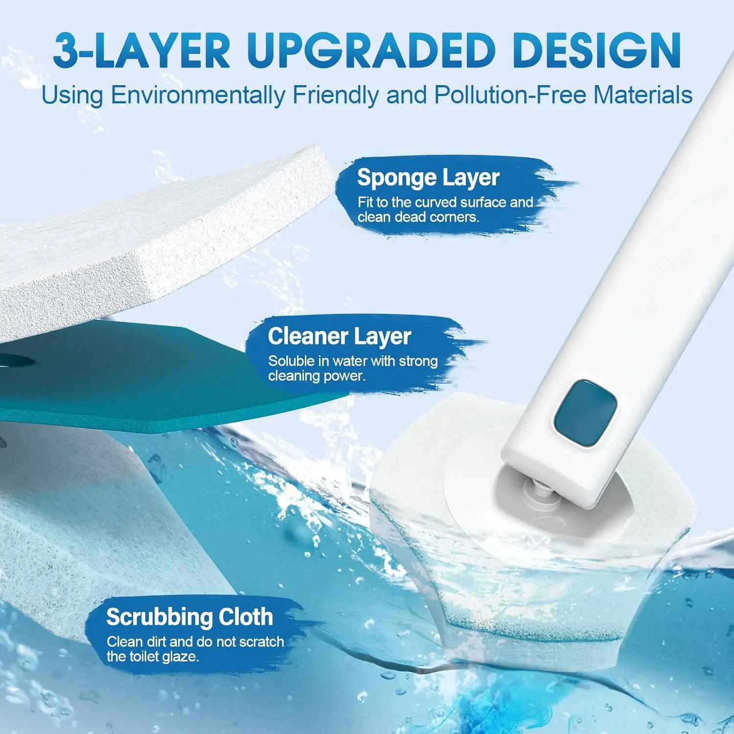 Disposable Toilet Brush Refills 32 Count - Deep Cleaning Pads with Sponge Head for Toilet Bowl view 4