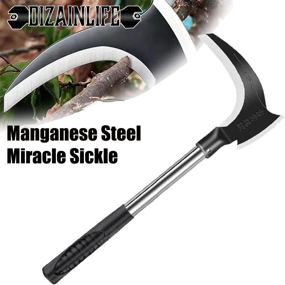 High Manganese Steel Double Sickle With Handle Chopping Scythe Tool Machete Chopping Agricultural Cutting Weeding Wood Hand Tool