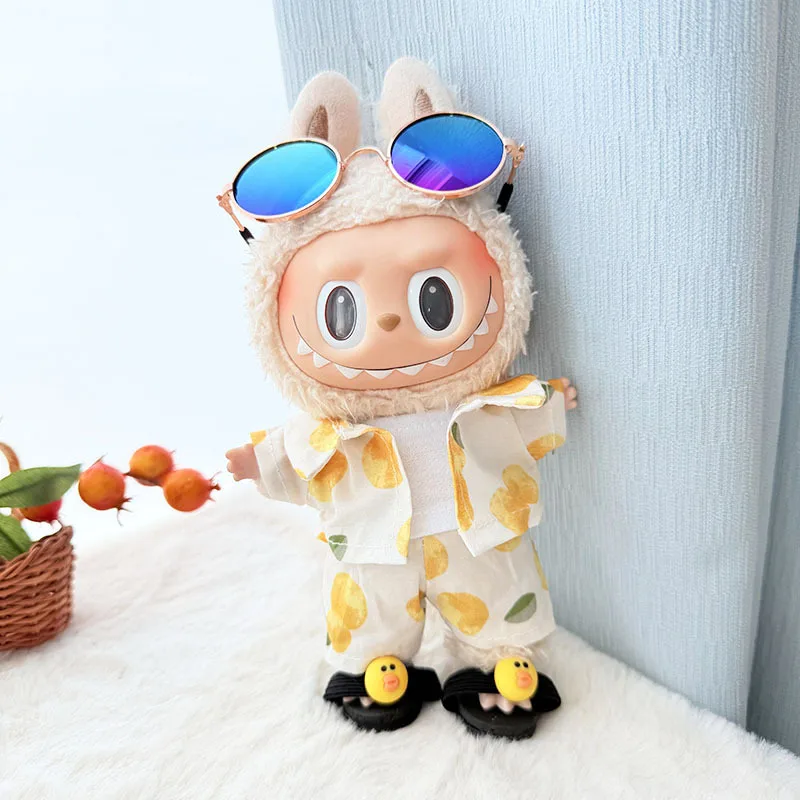 15cm/17cm Labubu I II Dolls Clothes Cute Beach Glasses Set Sitting Party  Accessories Clothing Plush Doll'S Clothes