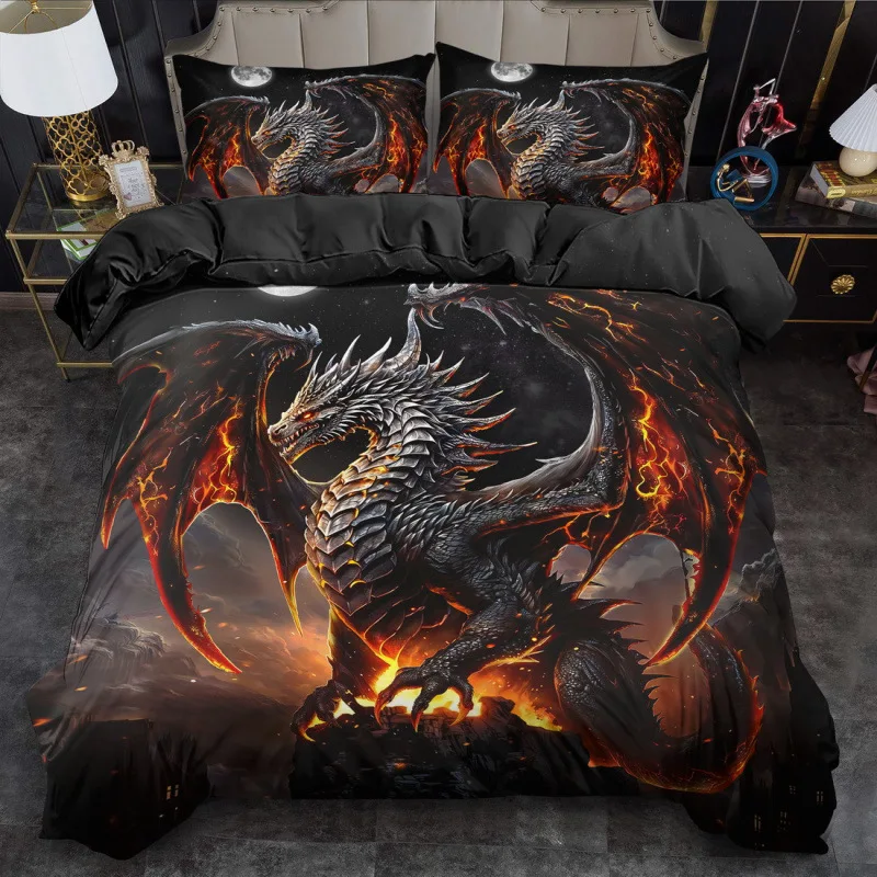 floral-print-bedding-set-three-piece-cross-border-comforter-cover-pillowcase-sheet-set-bed-linens-home-textiles