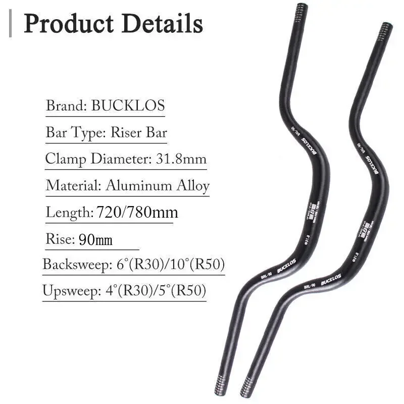 BUCKLOS 31.8mm 25.4mm Bike Swallow Handlebar Aluminum Alloy Bicycle Riser Handlebar 720mm 780mm Travel City Bike Handle Bar