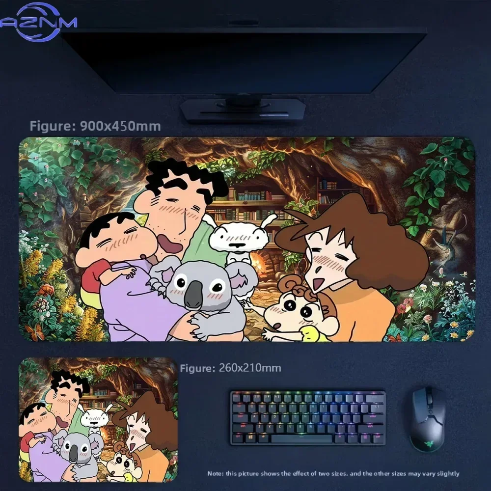 Crayon Shin‑chan Friends Fairy Tale Castle Anime Mousepad, Rubber Non‑Slip Large Desk Mat, Cute Cartoon Gaming Mouse Pad for Key