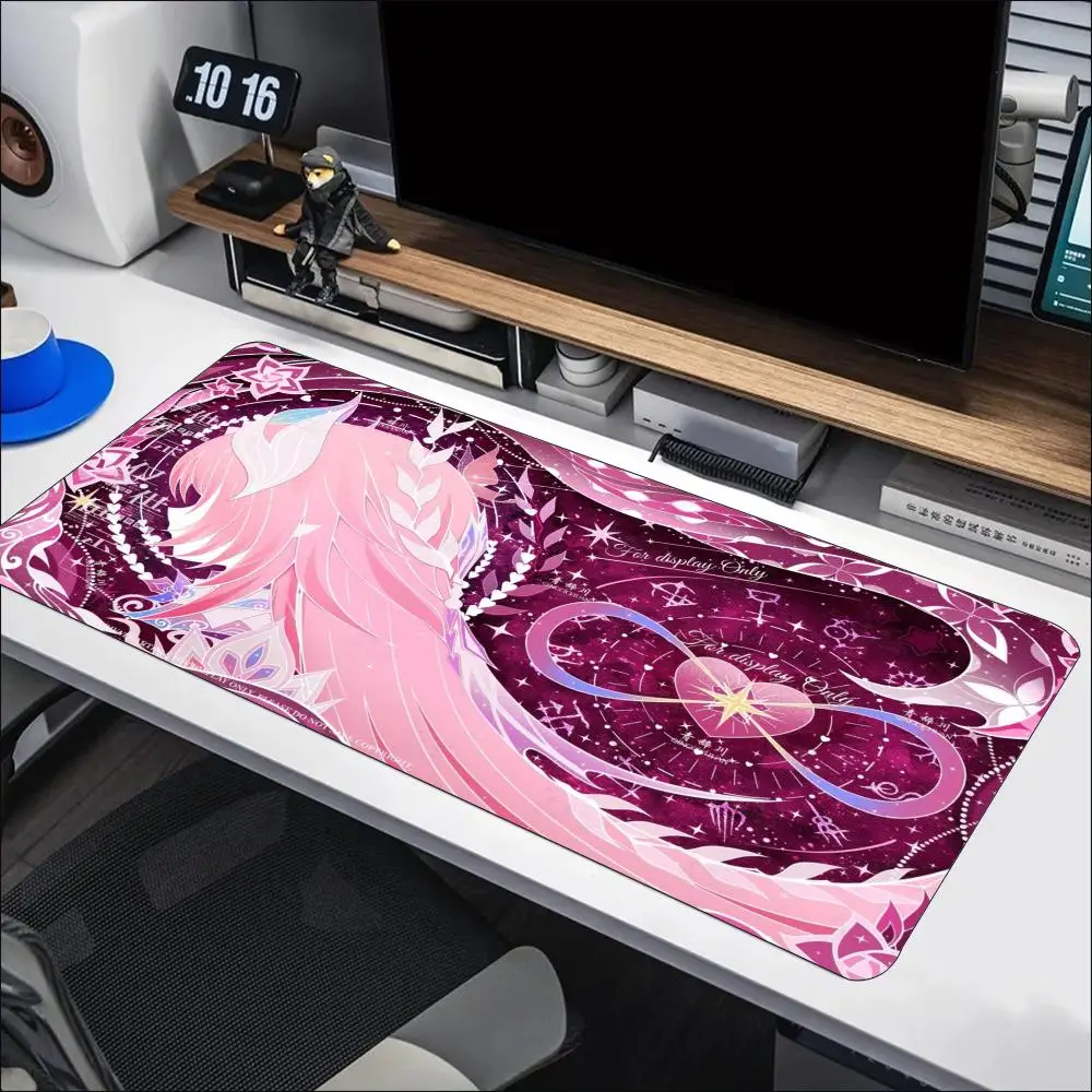 Purple White Dragon Butterfly Large Mouse Pad, Extended Keyboard Mat, Non Slip Rubber Base Stitched Edges for Collectors