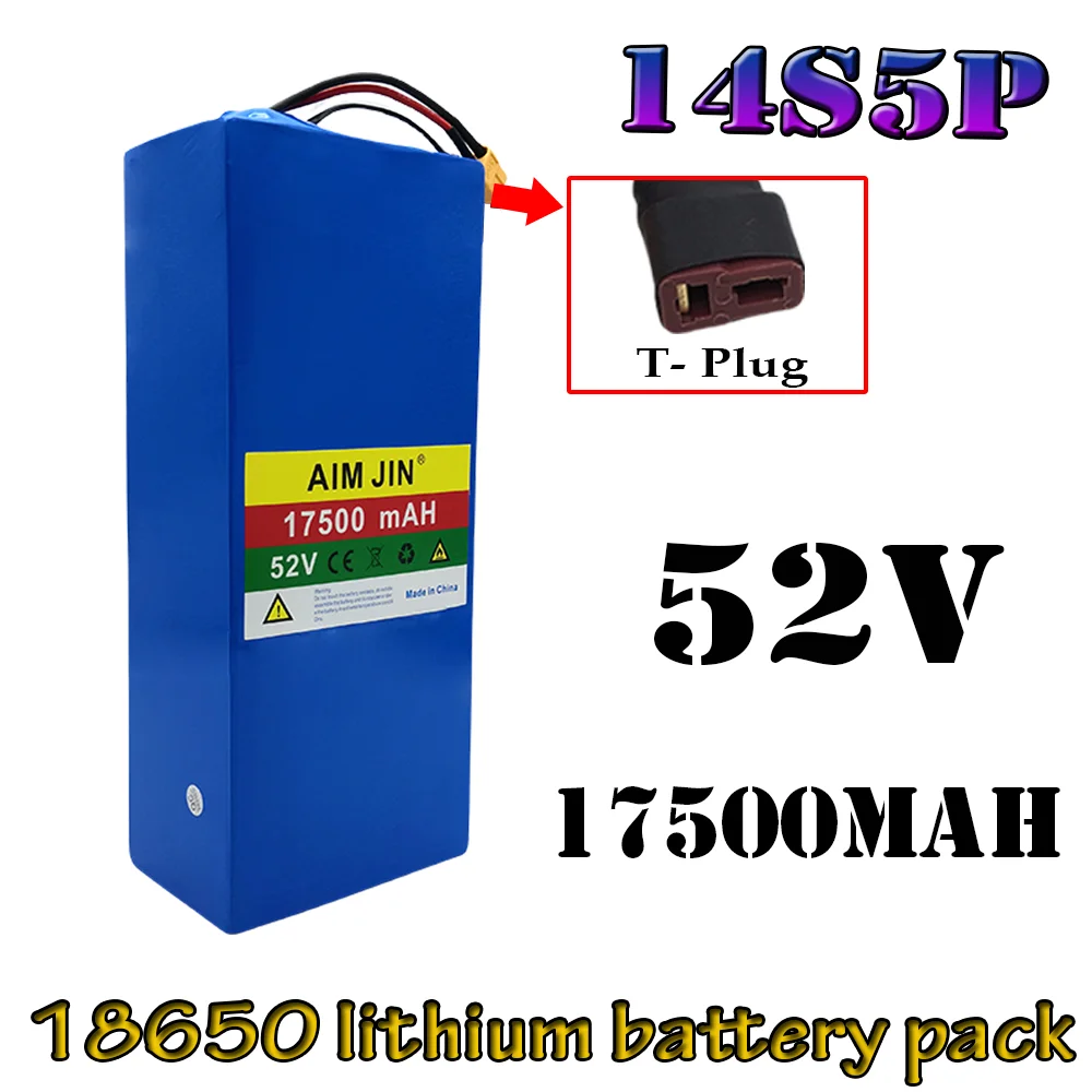 

High Capacity 52V 14S5P 17500mAh 18650 1500W Lithium Battery for Balance Car, Electric Bicycle, Scooter, Tricycle