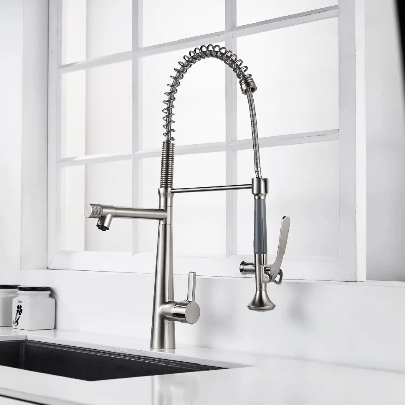 ZC1-Contemporary Luxury 3 Way Brass Tap Single Hole Pull Out Faucet Kitchen