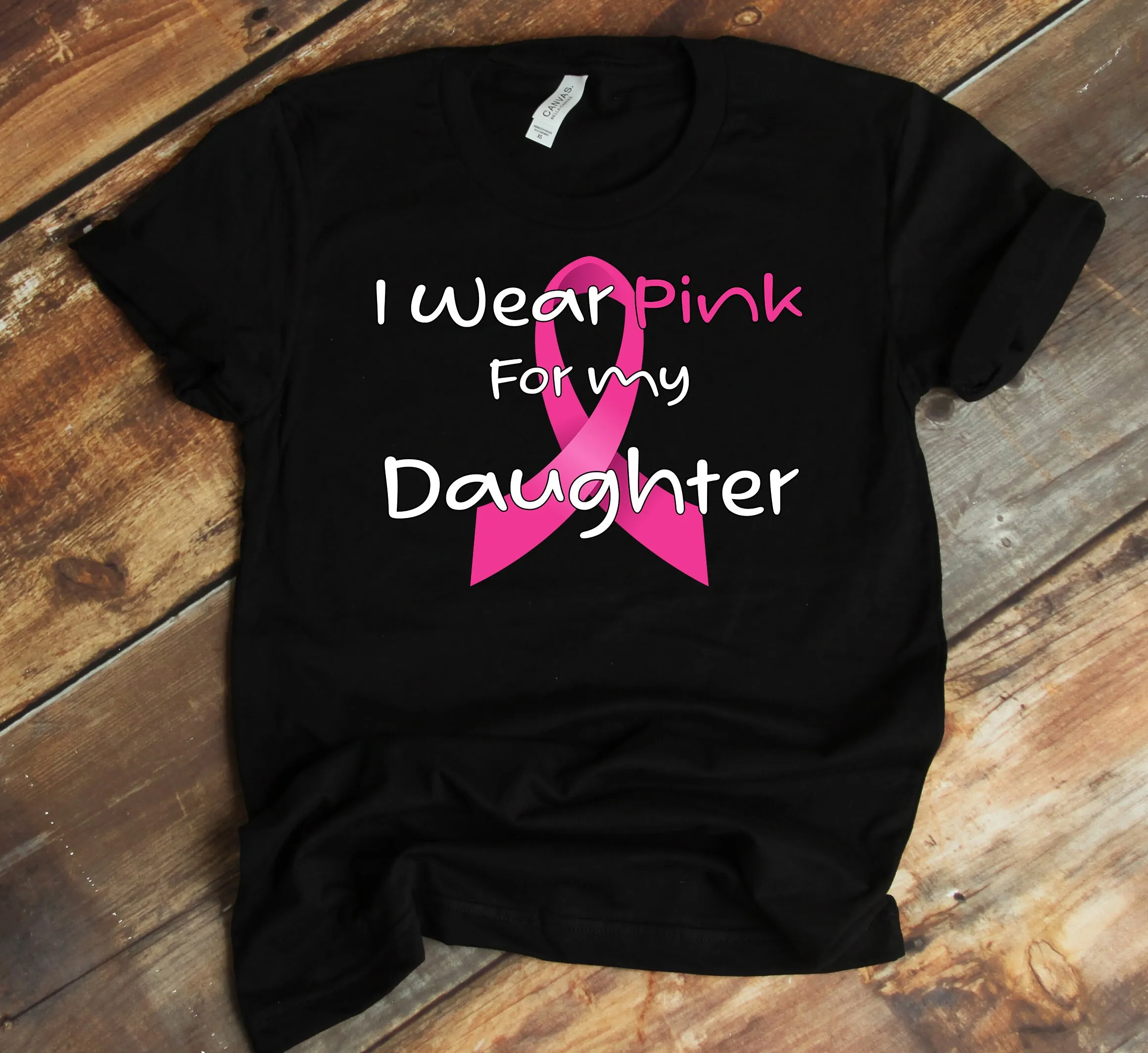 I Wear Pink For My Daughter Breast Cancer Awareness T Shirt Ribbon Support