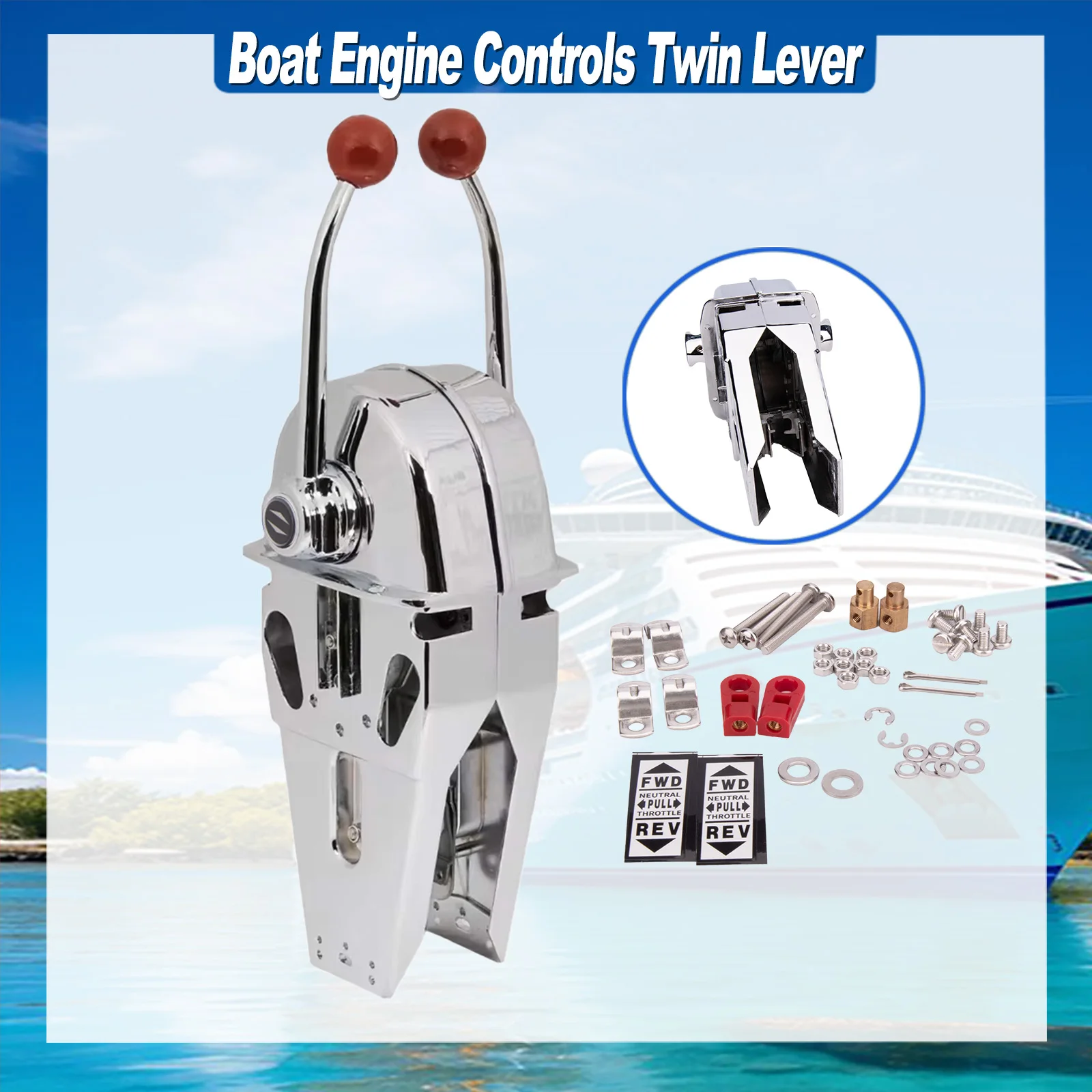 Commande de moteur à double levier pour bateau, poignée de montage supérieur double pour moteur hors-bord et in-bord (I/O)