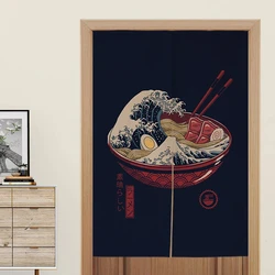 Ramen Wave Egg Japanese Ukiyo Kanagawa Door Noren Curtain Hanging Toilet Partition Cafe Kitchen Dining Room Half Curtains Decor