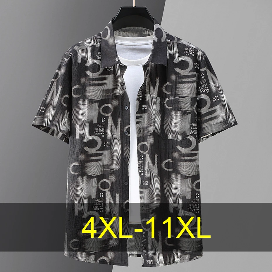 

11XL Plus Size Quick Drying Shirt Men Summer Hawaiian Shirt Fashion Casual Streetwear Beach Shirt Male Summer Tops Big Size 11XL