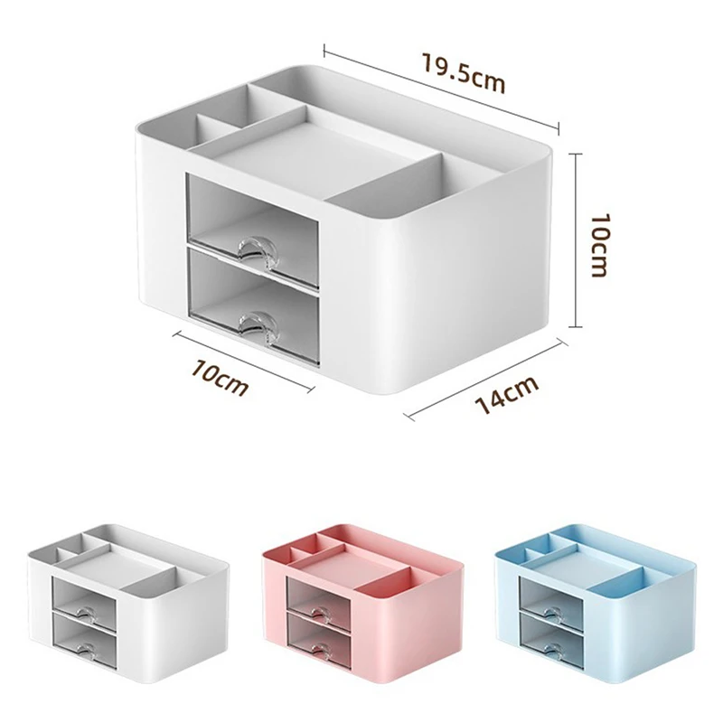 Eenvoudige Effen Kleur Pennenhouder Met 2 Lade Grote Capaciteit Multifunctionele Kantoorbenodigdheden Opbergdoos Studentenbureau Desktop Organizer