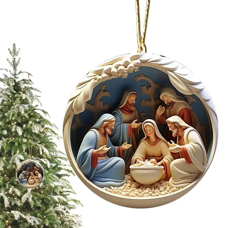 flat Jesus Nativity Scene Ornament Nativity Christmas Christian Tree Ornament The Birth Of Jesus Decor Religious Decor For Home