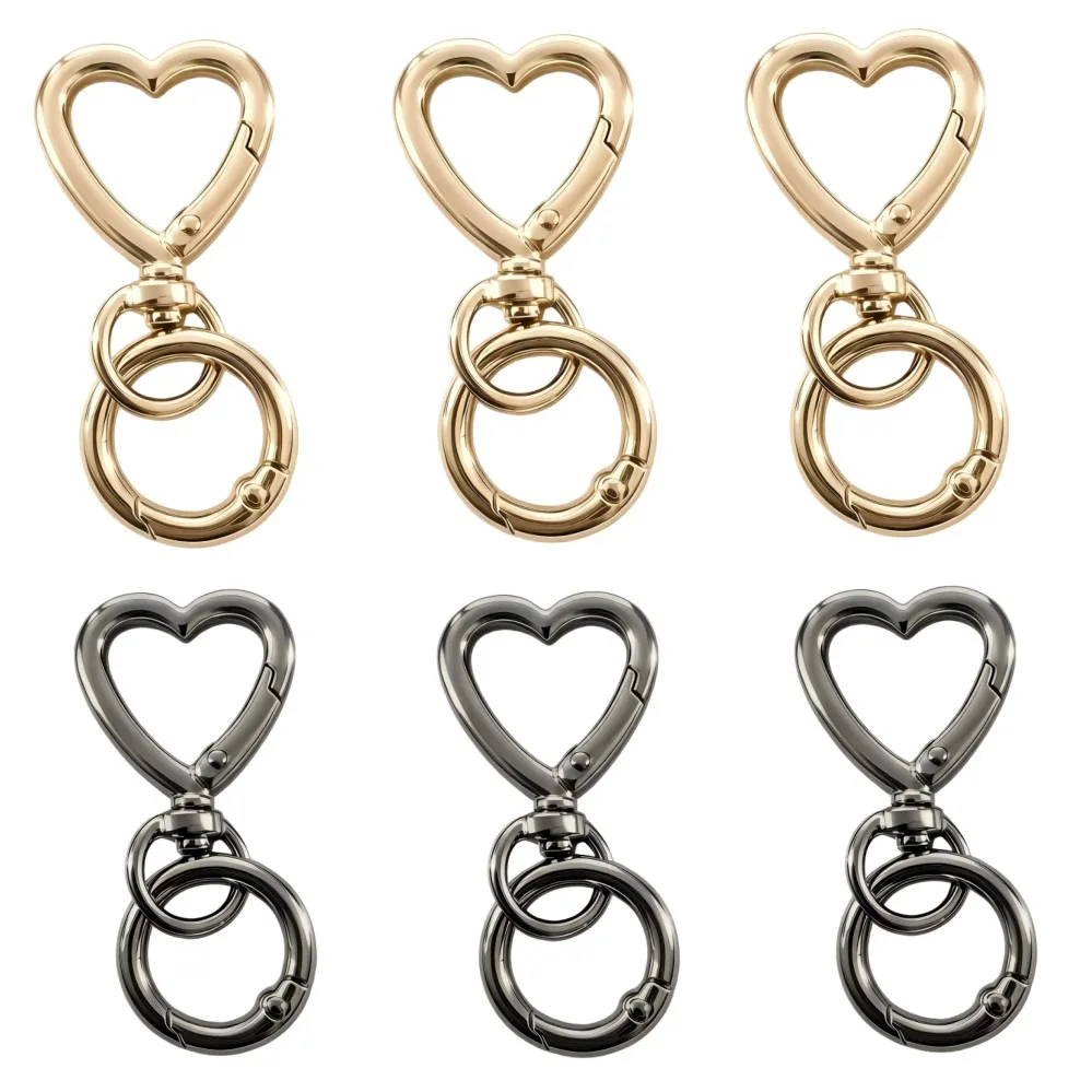2-50Pcs Metal Heart Shape Keychain DIY Hanging Buckle Key Ring Spring Snap Keychain Clip Hanging Buckle Key Chains Accessories