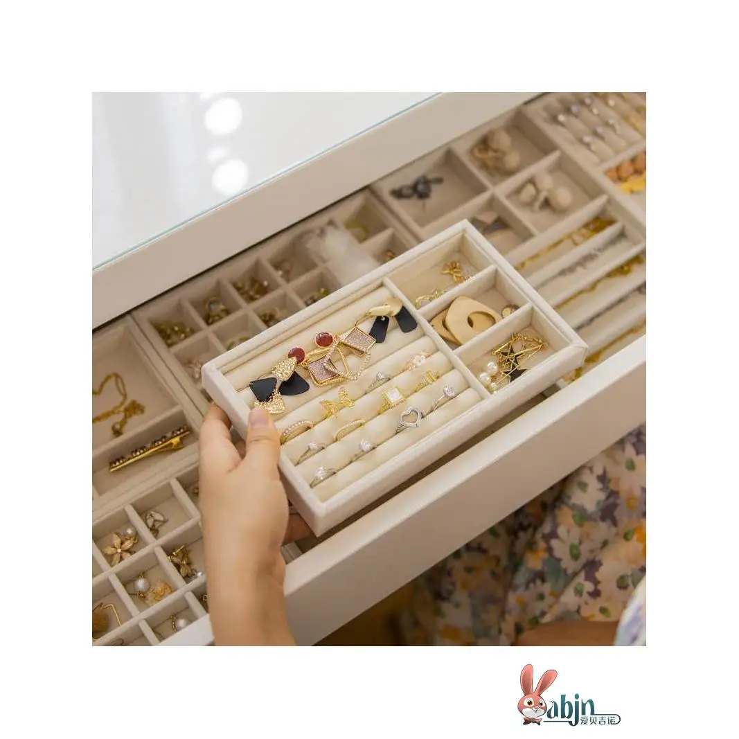 

Velvet Jewelry Storage Tray Der Pattern Swan Cloth Cabinet Organizer Earring Ring Nelace Jewelry Box Storage for Bedroom