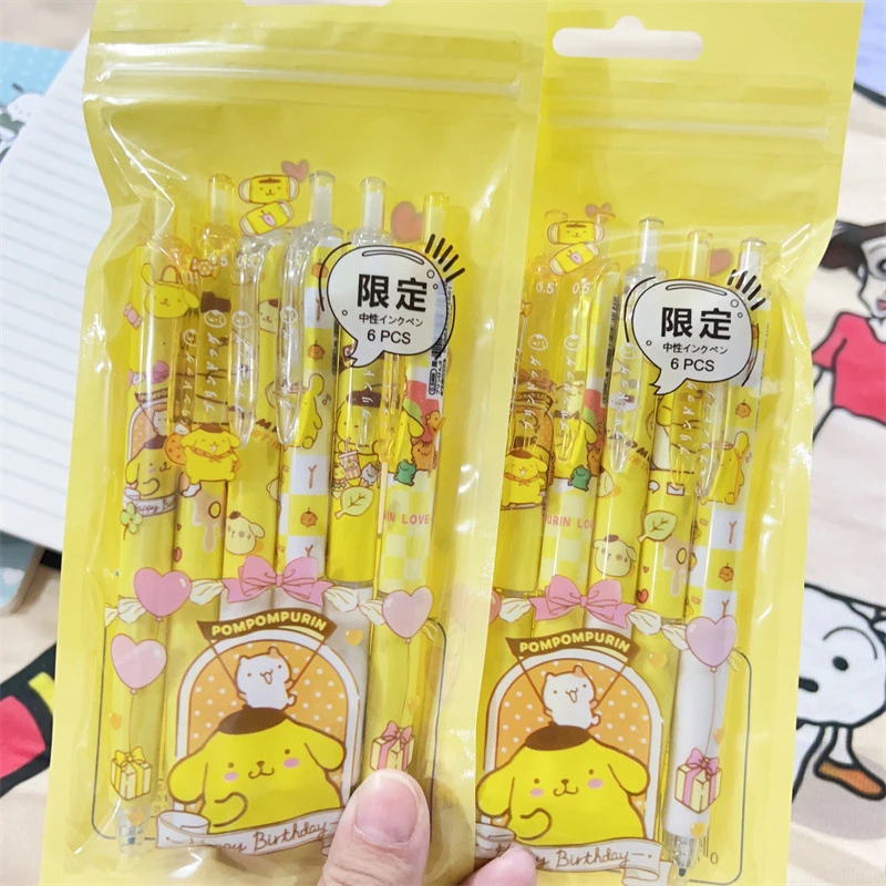 قلم جيل poopom Purin لطيف ، كاواي كرتون ، أنيمي ، سانريو ، طالب ، بنات ، مدرسة ، لوازم مكتبية ، أدوات مكتبية ، هدايا لعبة ، 6: