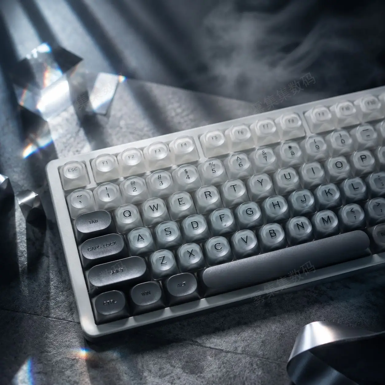 Foundation Keycaps with Frosted Surface, HOA Height, Top-Printed, ABS+PC, 128-Key Set, Compatible with Cross-Shaped Switches