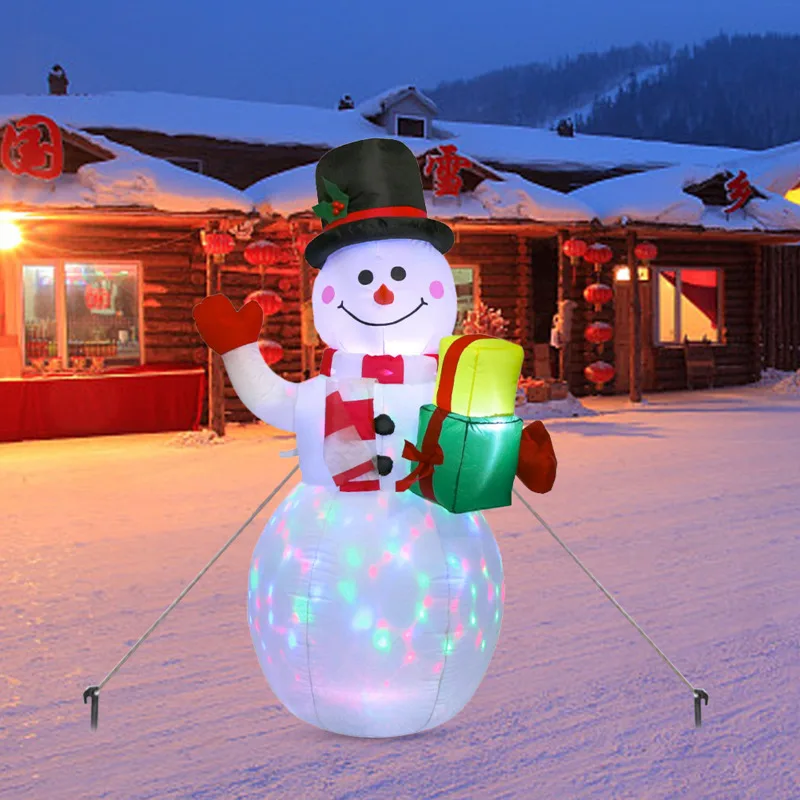 150cm Christmas Inflatables LED Lights Snowman Decorations Outdoor Garden Snowman Santa Claus Christmas Doll Decoration Ornament