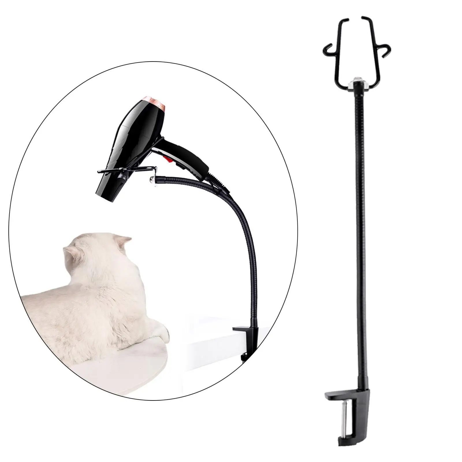 Hair Dryer Stand Adjustable 360 Degrees Blow Dryer Holder for Countertop Dog Grooming Table Accessories