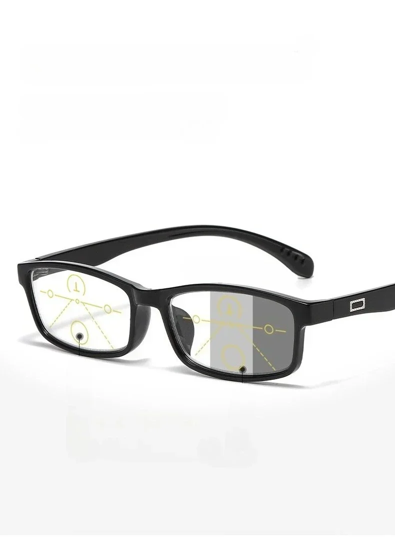 Herren-Presbyopie-Brille mit klassischem Farbverlauf und quadratischem Rahmen, multifokale Lesebrille mit photochrome Linse, 0 bis +4,0 – Detail 4
