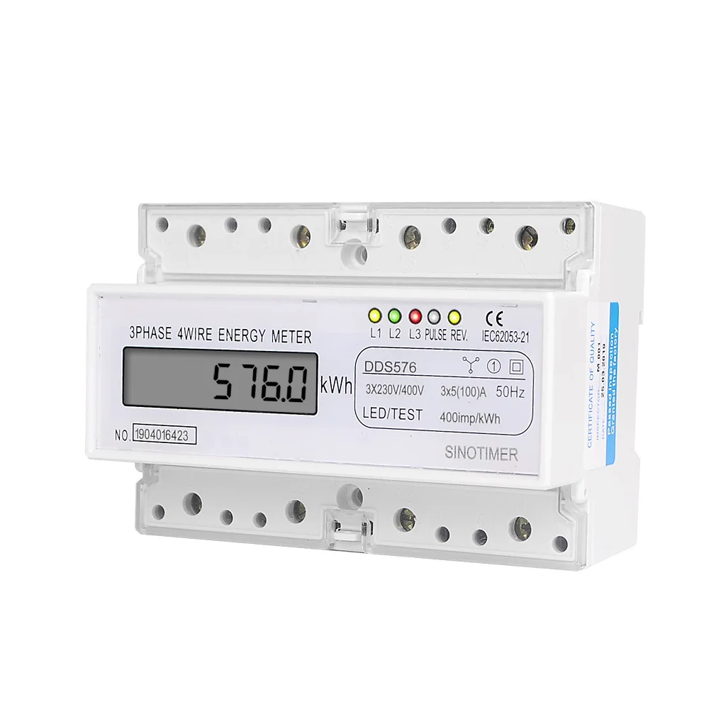 Three Phase 4 Wires Analog Power Electric Electricity kWh Meter Counter Energy Power Consumption DIN Rail AC380V 7P Energy Power