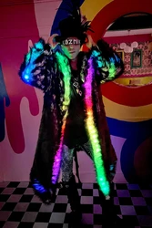 New Personalized Men's Faux Fur Coat Multi-Scene LED Stage Performance and Dance Costumes Nightclub Party Clothes