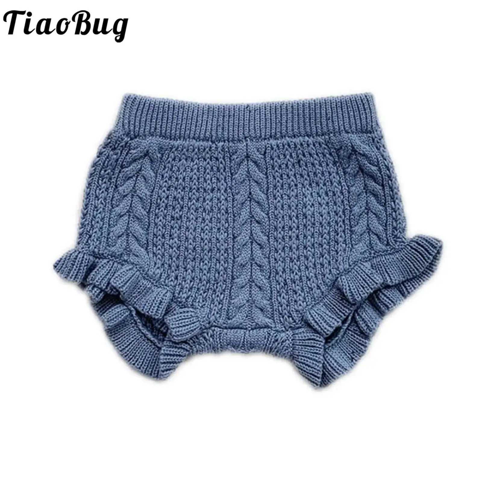 Toddlers Baby Warm Cotton Knit Bloomers Infant Stretchable Cute Ruffles Knitted Shorts Flounce Diaper Covers Underwear Panties