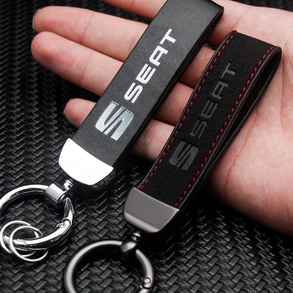 For SEAT Key Chain Logo Cupra Ateca Ibiza 6j 6f Leon Mk2 FR Cordoba Exeo Arona Toledo Car Styling Metal Leather Keyring Keychain