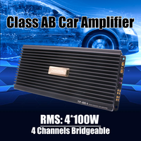 4 Channel Class AB Car Amplifier RMS 4*100W High Power Output Bridgeable Power Amplifier Car Audio Stereo Sound Car Modification