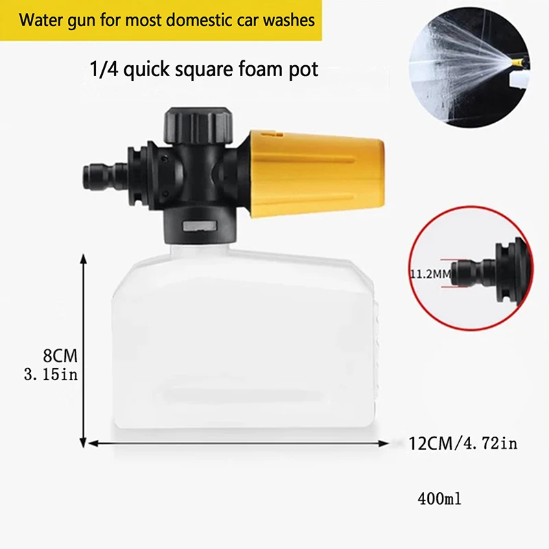 400ML Square Snow Foam Lance Car Wash Accessories For High Pressure Washer Water Foam Cannon For Wireless Wash Tool