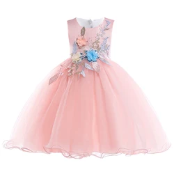 Elegant Kids Dress For Girls Birthday Wedding Costume Appliques Flower Girl Party Dresses 3 10 Years Children Summer Clothes