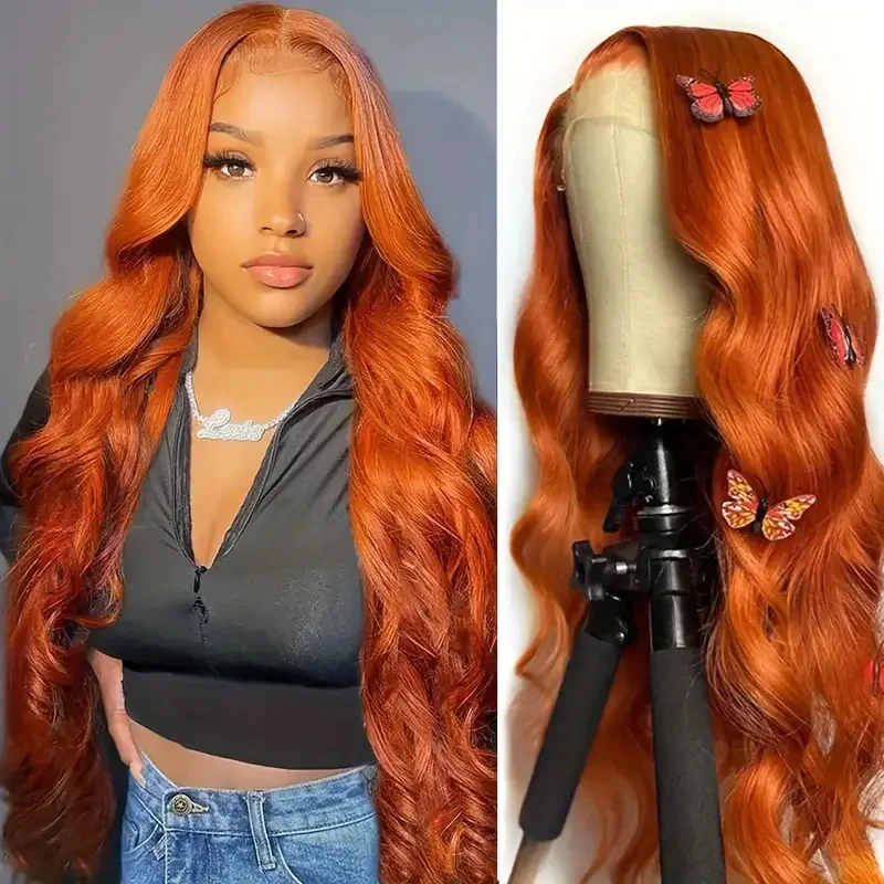 

30 Inch Body Wave Transparent Ginger Orange 13x6 Lace Front Human Hair Wigs 13x4 Lace Frontal Wig Brazilian Remy Hair Wig