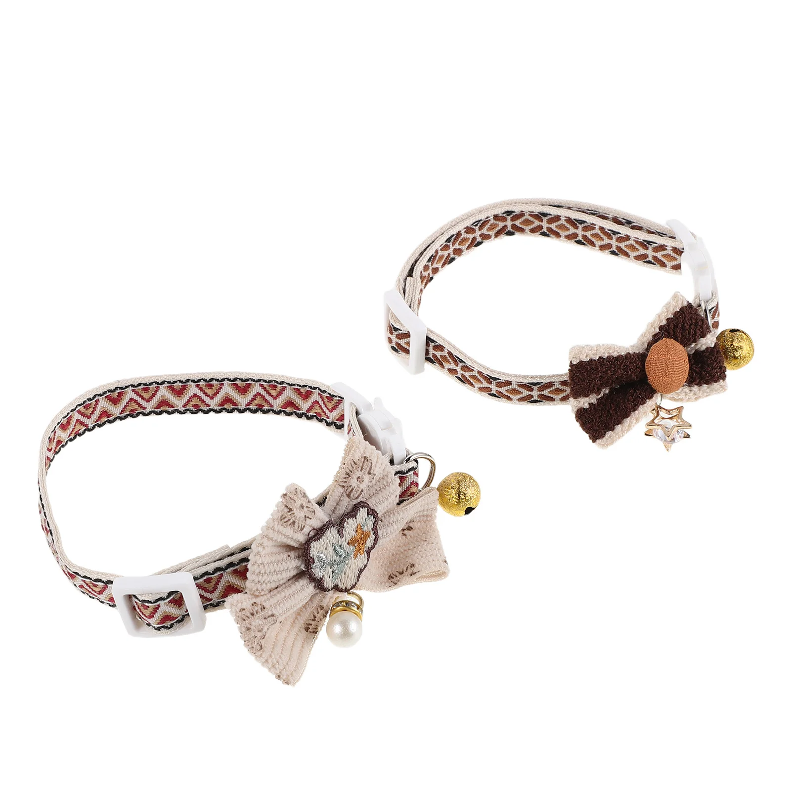 

2Pcs Kitten Collar Cat Bow Tie Removable Bell Breakaway Adjustable Safety Elastic Decorative Collar for Holiday
