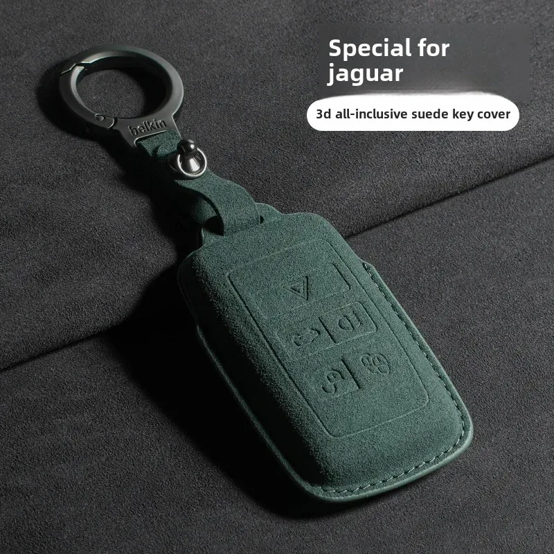 High-End 3D Green Car Key Case For Jie Fang XEL XFL XJL Luxury Ftype Bag Epace Flip Cover Car Key Chain Auto Accessories