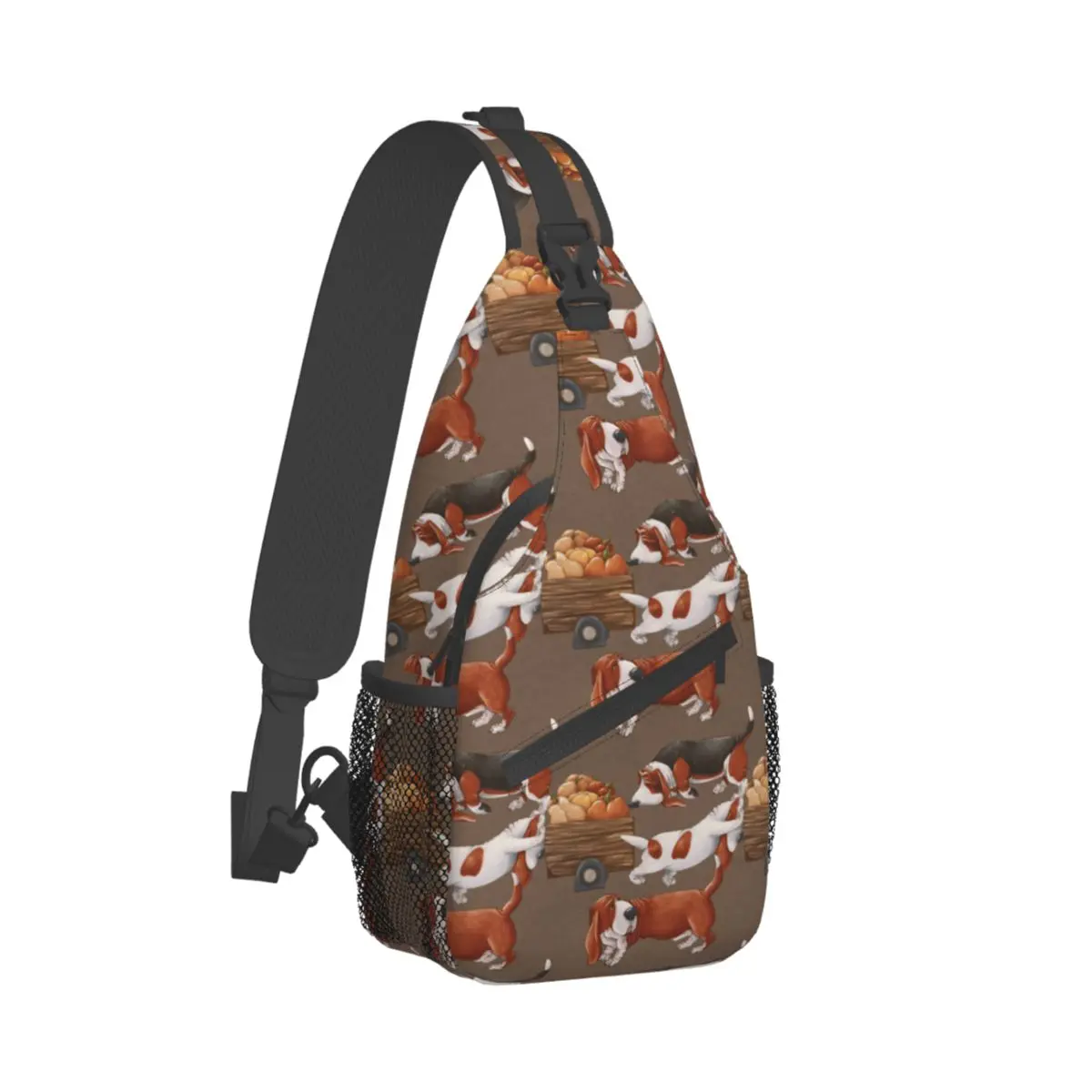 Autunno autunno Basset Hound Dog Sling Bags petto Crossbody spalla zaino escursionismo viaggi zaini borsa stampata