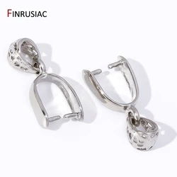 Rhodium Plated Brass Hollow Out Pendant Clip Clasp Connector,Pinch Pendant Bail With Ring For DIY Jewelry Making Accessories
