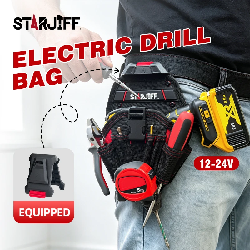 Drill Holster Pro Quick Release Cordless Drill Holder Pouch for Belt Ambidextrous Impact Driver Bag with Bit Loops Fit 18V 20V T