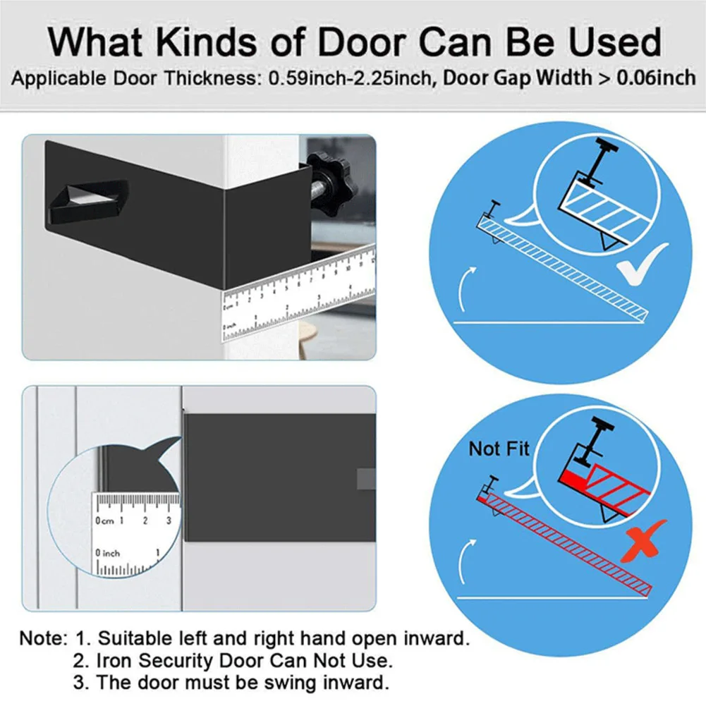 Lock Box Door Mount Bracket Black Stainless Steel Adjustable for Various Door Thicknesses No Drill Installation