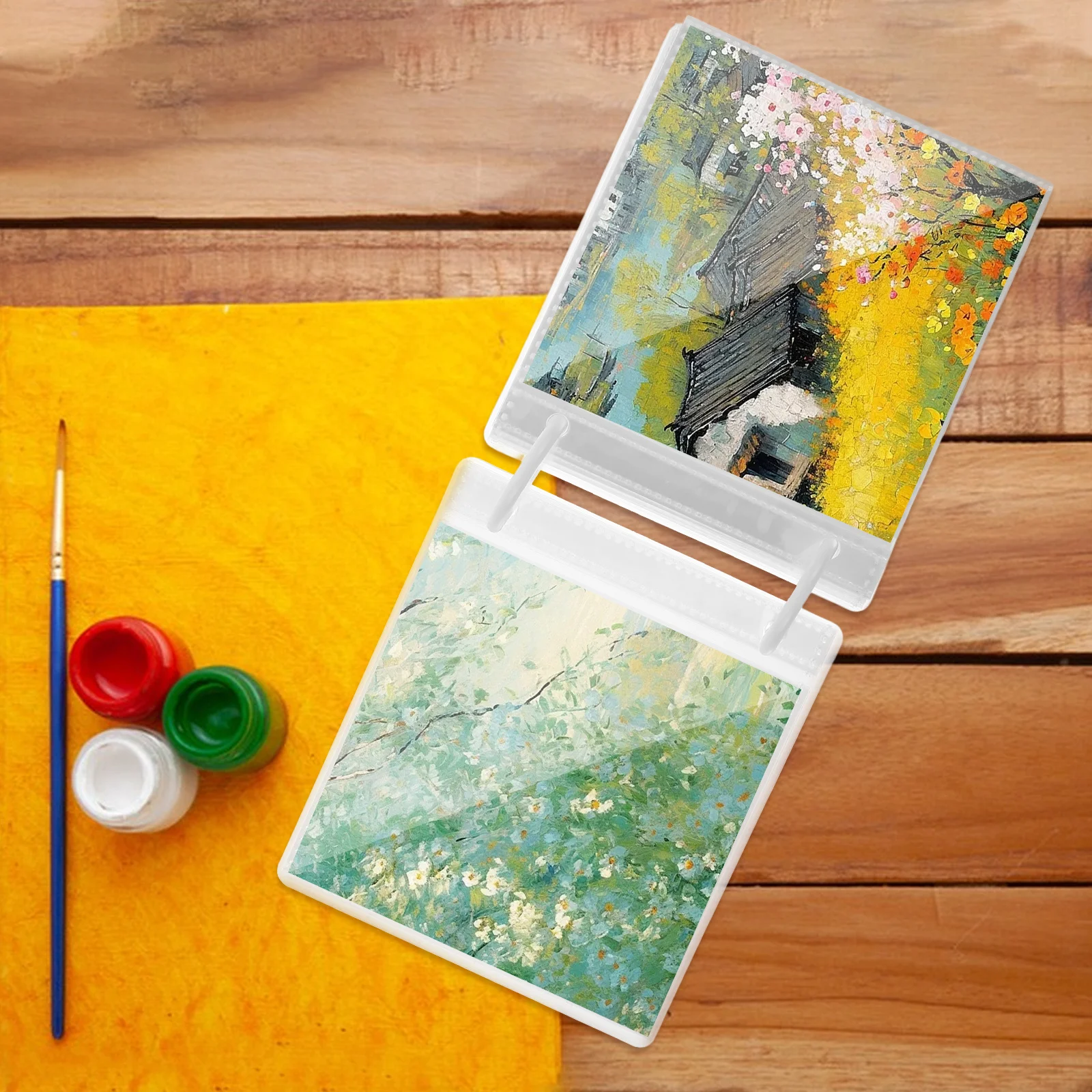 

1pcs Pp Watercolor Art Storage Binder Looseleaf Photo Album Flip Business Card Holder Clear Sleeves Refill Sheets For Artworks