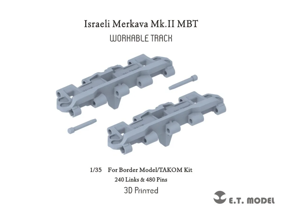 E.T. Model 1/35 Israeli Merkava Mk.II MBT Workable 3D Printed Track For Border/TAKOM Kit