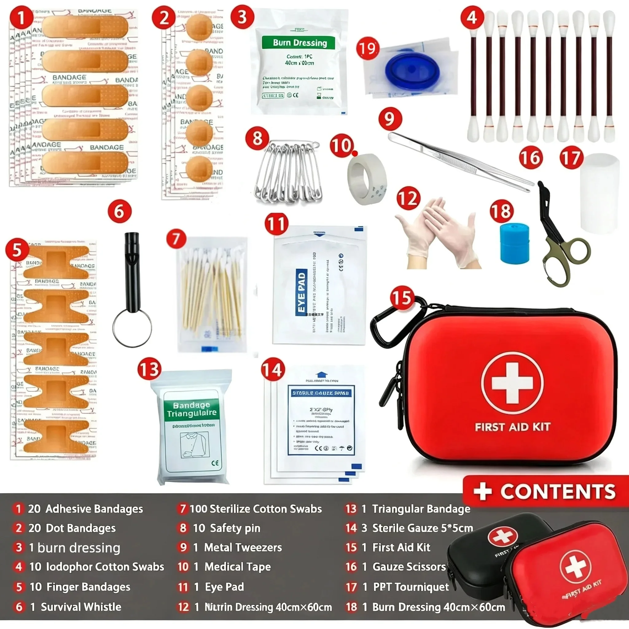 184 Pieces All-Purpose First Aid Kit , Emergency Kit for Home, Travel, Car, Business, Worksite and Office,Emergency Supplies