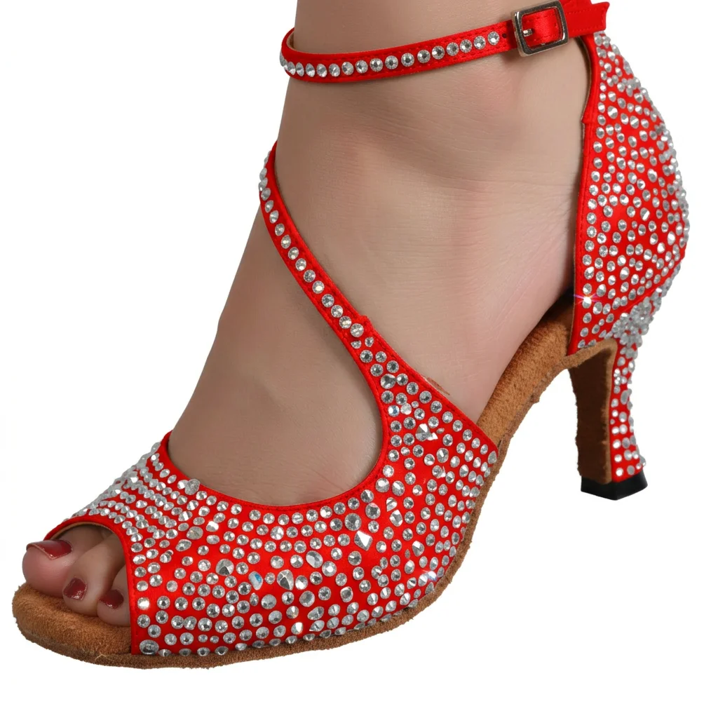 New Women Dance Shoes Rhinestone Latin Salsa Ballroom Shoes Girls Silver Shiny Sneaker Latin Party Dancing Women Sandals Shoes