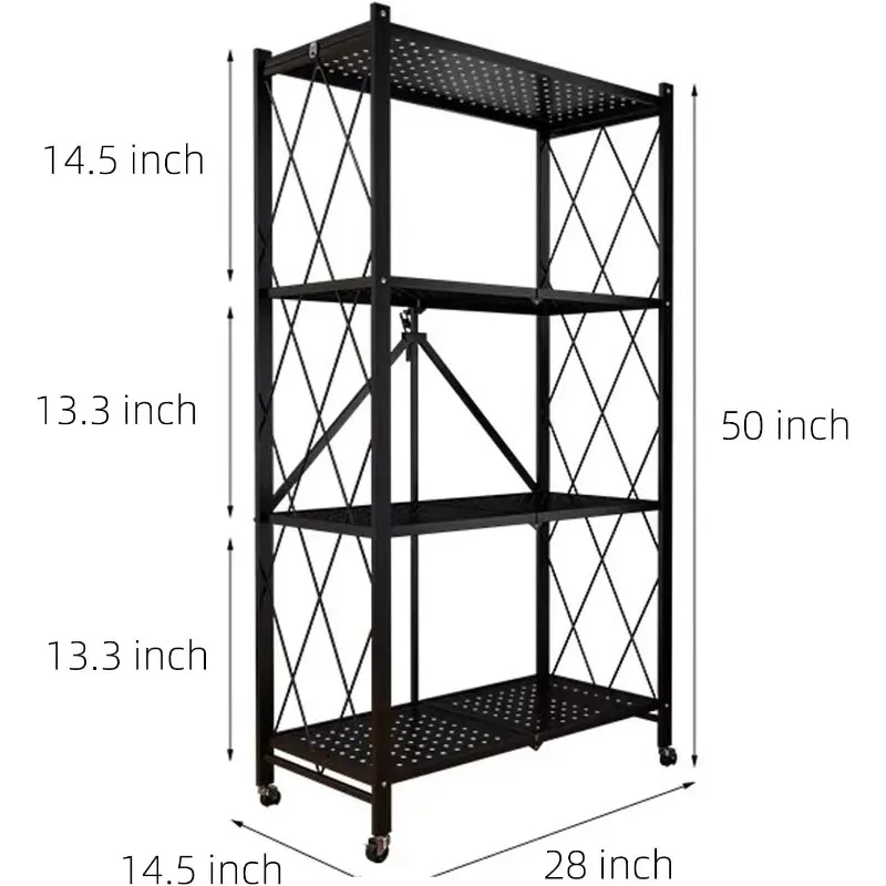 

Storage Shelves, Closet Organizers and Storage 4-Shelf Foldable Metal Shelving Units 28" W x 14" D x 50"H