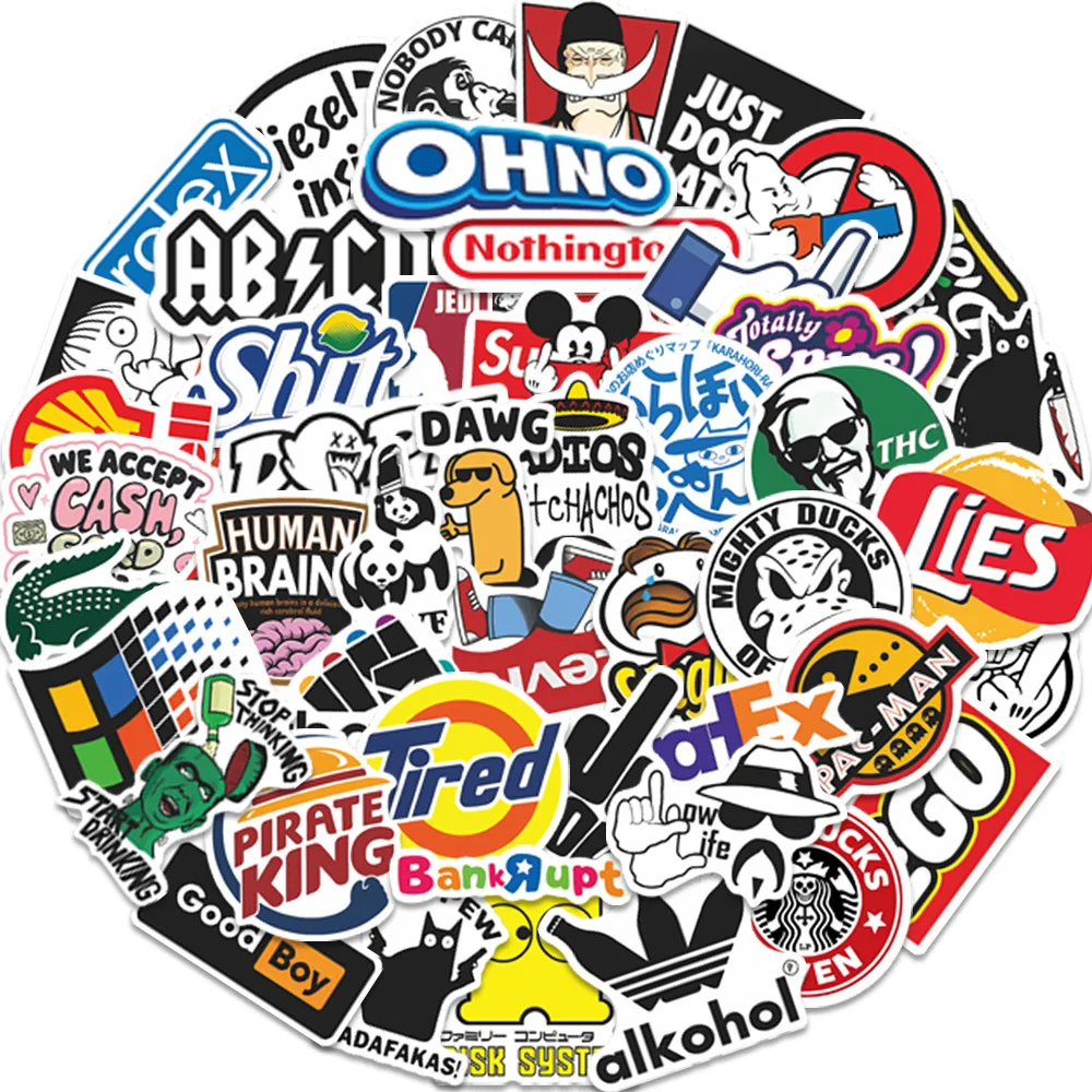 50 Stück Personalisierte Kreative Parodie-Logo Desktop-Dekorationsaufkleber Wasserdichte Koffersticker – Detail 2