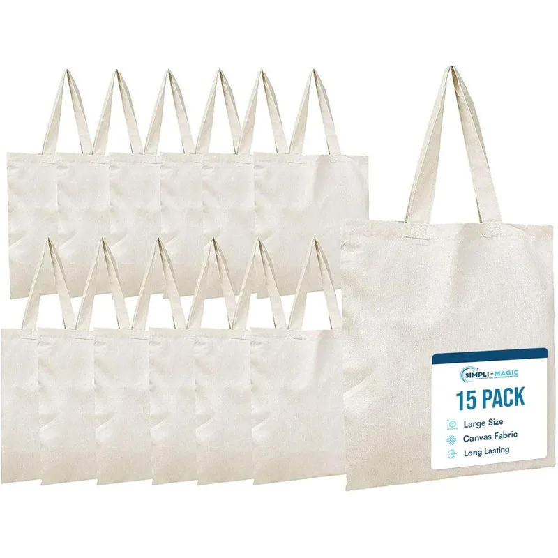 Wholesale Plain Blank White Cotton Canvas Reusable Shopping Tote Bag Bulk Canvas Tote Bags 13