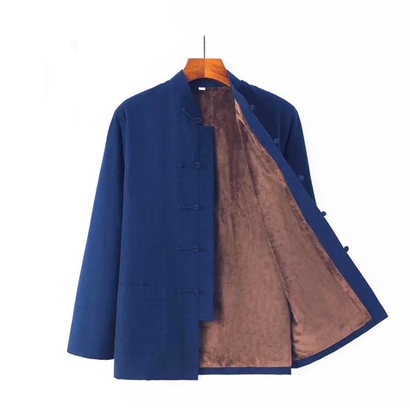 

Xianui Tang Sle Men's Long Sve Fce Lined Cotton Jaet Traditional Chinese Sle Autumn Winter Outerwear for Middle...