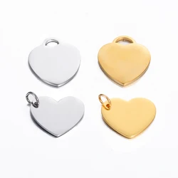10Pcs/lot Mirror Polishing ID Heart Tag Collar Pendant Stainless Steel Stamping Blank ID Dog Tags Pendant Necklace ID Jewelry