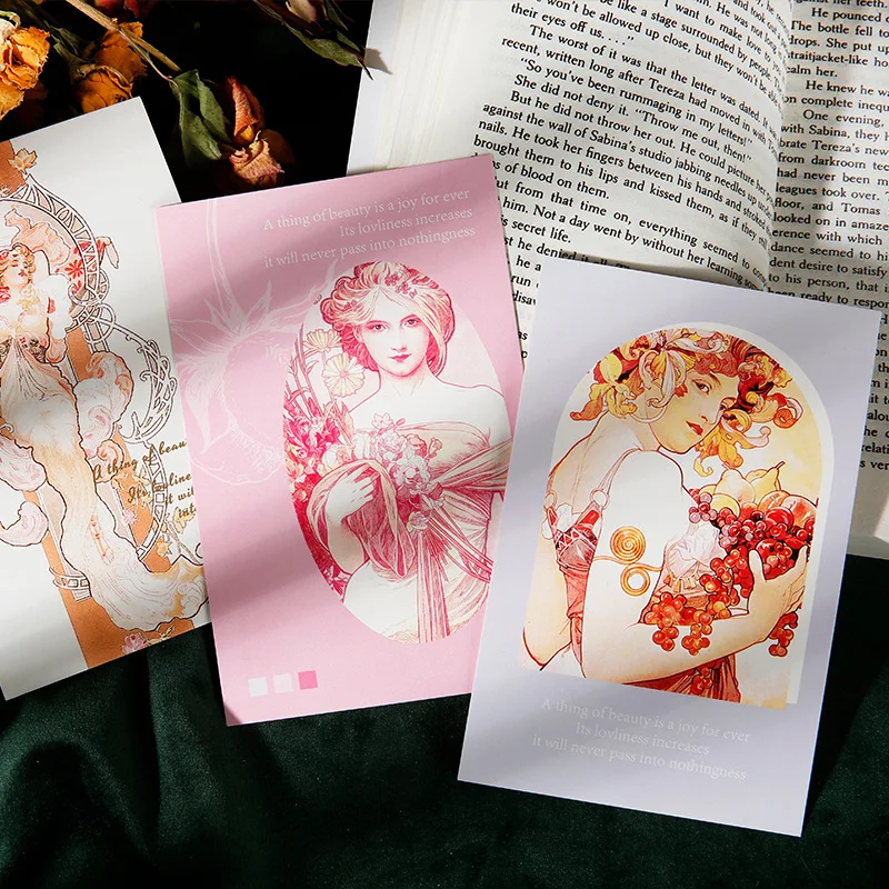 30 teile/satz Nymphe Lied Serie Postkarte Alphonse Mucha Illustration Gruß Nachricht Karten schreiben Geschenk karte