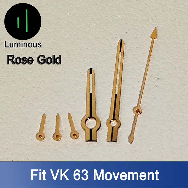 ل VK63 الأيدي C3 الأخضر مضيئة الفضة ارتفع الذهب 6-الأيدي صالح ل VK63 ساعات حركة الكوارتز أجزاء مؤشر/إبرة الملحقات
